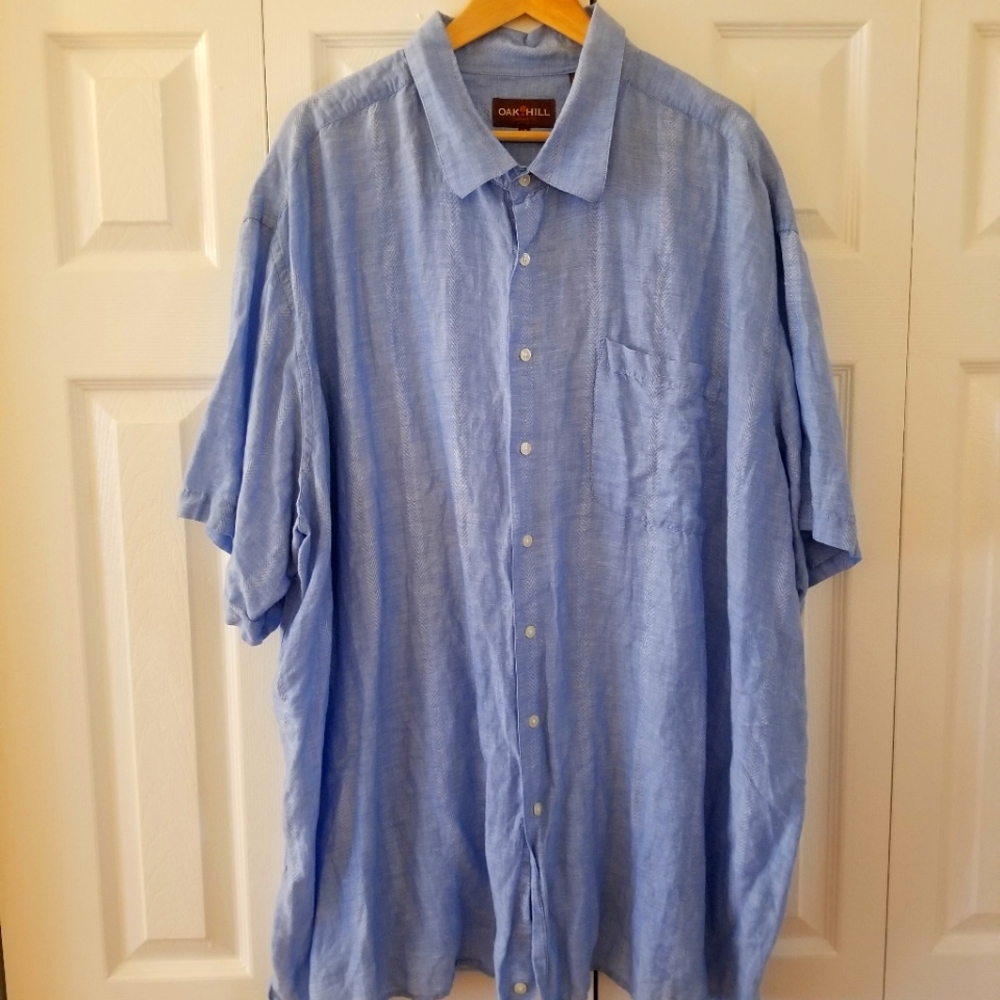 Oak Hill Men Big & Tall Blue Short Sleeve Button Down shirt size 4XL Big